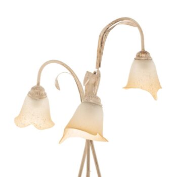 Stojacia lampa Lucrezia v slonovinovej farbe s tienidlom s kvetinovým vzorom