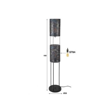 Stojacia lampa Luzien, výška 150 cm, 2-plameňová