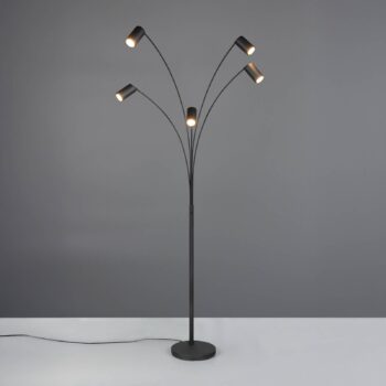 Stojacia lampa Marley, čierna, výška 200 cm, 5 svetiel, kov