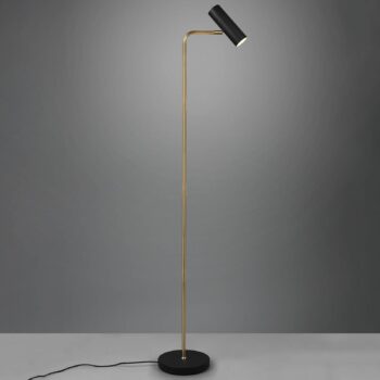 Stojacia lampa Marley, čierna/mosadz, výška 151 cm, kov