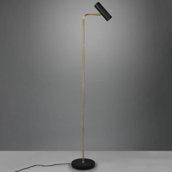 Stojacia lampa Marley, čierna/mosadz, výška 151 cm, kov