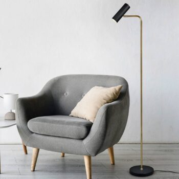 Stojacia lampa Marley, čierna/mosadz, výška 151 cm, kov