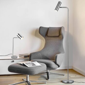 Stojacia lampa Marley, nikel, výška 151 cm, kov
