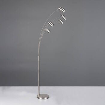 Stojacia lampa Marley, nikel, výška 200 cm, 5 svetiel, kov