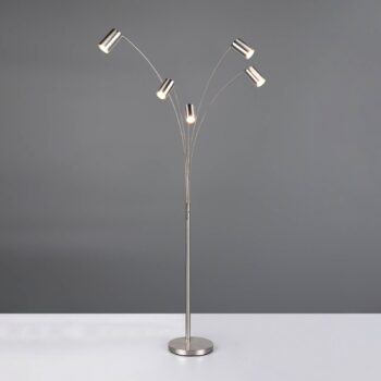 Stojacia lampa Marley, nikel, výška 200 cm, 5 svetiel, kov