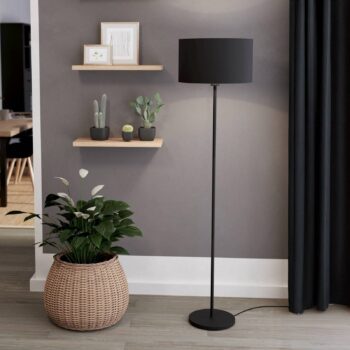 Stojacia lampa Maserlo, čierna, výška 151 cm, látka/oceľ