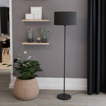 Stojacia lampa Maserlo, čierna, výška 151 cm, látka/oceľ