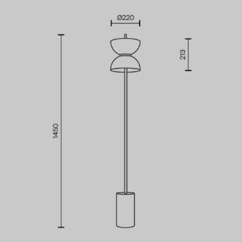 Stojacia lampa Maytoni LED Kyoto, čierna, výška 145 cm, mramor