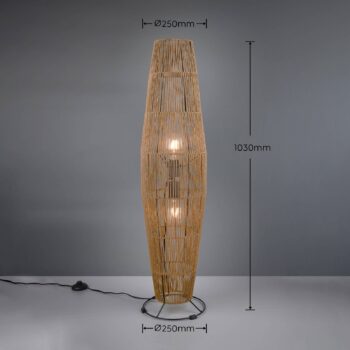 Stojacia lampa Miki, hnedá, výška 103 cm, papier