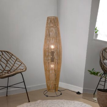 Stojacia lampa Miki, hnedá, výška 103 cm, papier