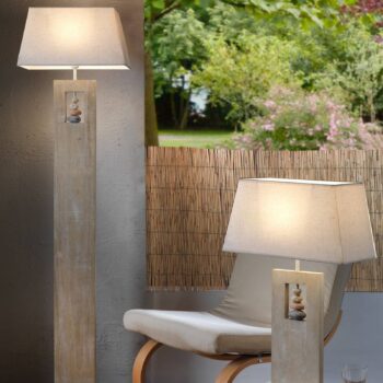 Stojacia lampa Miriel, výška 170 cm, textil, drevo