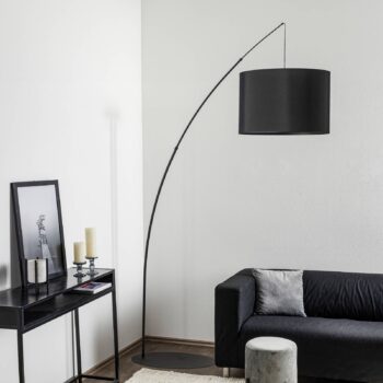 Stojacia lampa Moby Black s textilným tienidlom