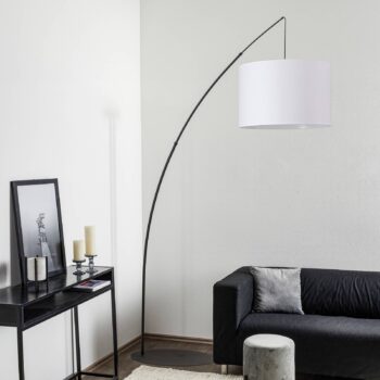 Stojacia lampa Moby White s textilným tienidlom
