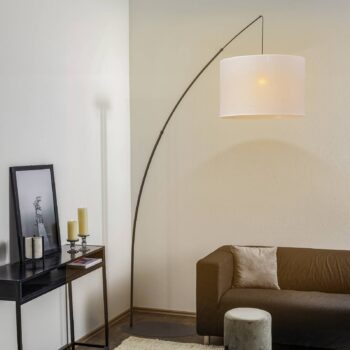 Stojacia lampa Moby White s textilným tienidlom