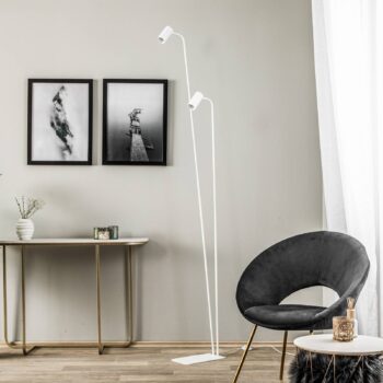 Stojacia lampa Mono II, 2-plameňová, biela