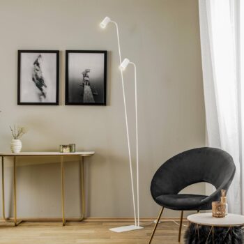 Stojacia lampa Mono II, 2-plameňová, biela