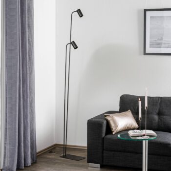 Stojacia lampa Mono II, 2-plameňová, čierna