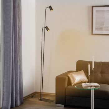 Stojacia lampa Mono II, 2-plameňová, čierna