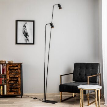 Stojacia lampa Mono II, 2-plameňové, čierna/zlatá