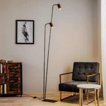 Stojacia lampa Mono II, 2-plameňové, čierna/zlatá