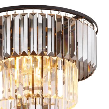 Stojacia lampa Naxis, čierna/dymovo sivá, výška 160 cm, kryštál
