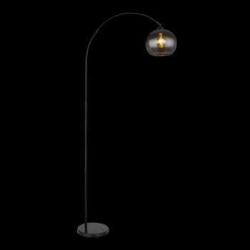 Stojacia lampa Newcastle, výška 196 cm, čierna matná/dymovo sivá
