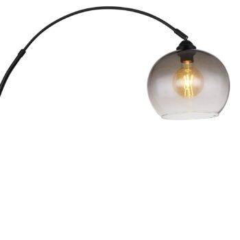 Stojacia lampa Newcastle, výška 196 cm, čierna matná/dymovo sivá
