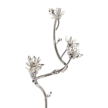 Stojacia lampa Ninfea, chróm, kryštálové kvety, 175 cm