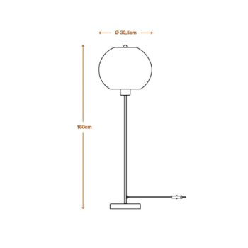 Stojacia lampa OSRAM BALL, hnedá, výška 160 cm, vlnitá lepenka, E27