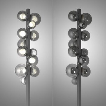 Stojacia lampa PURE LED Popup, sivý hliník/sklo stmievač 12 svetiel.