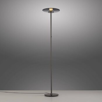 Stojacia lampa PURE LED Vitrum, sivý hliník/sklo, dotykový stmievač