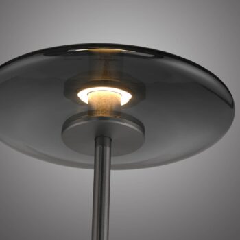 Stojacia lampa PURE LED Vitrum, sivý hliník/sklo, dotykový stmievač