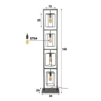 Stojacia lampa Perpendillu 4-plameňová