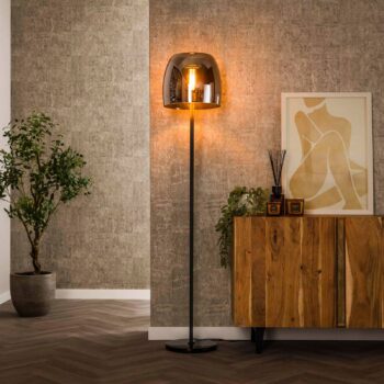 Stojacia lampa Philippa, dymovo šedá/čierna, sklo/kov, 170 cm