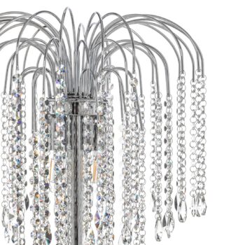 Stojacia lampa Pioggia s kryštálovým dažďom, chróm