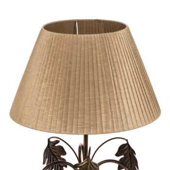 Stojacia lampa Quercia, látkový tienidlo a dubové listy