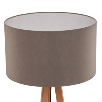 Stojacia lampa Quitani Arim, buk, sivá plsť, trojnožka