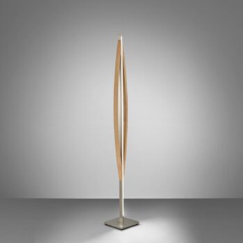 Stojacia lampa Quitani LED Kiera, dub/matný nikel