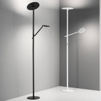 Stojacia lampa Regina LED s ramenom na čítanie, 2fl, biela