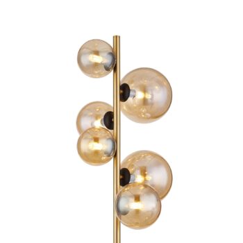Stojacia lampa Riha, výška 155 cm, jantárová/mosadzová, kov