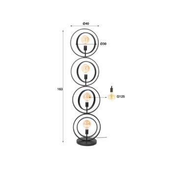 Stojacia lampa Ringelbach, 4 svetlá, antracit, kov, E27