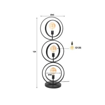 Stojacia lampa Ringelbach, antracitová 3-plameňová