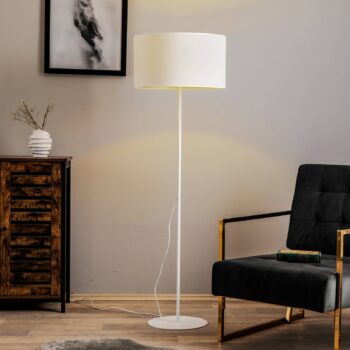 Stojacia lampa Roller, biela/zlatá, výška 145 cm