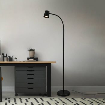 Stojacia lampa Skriva, nastaviteľná, GU10, čierna