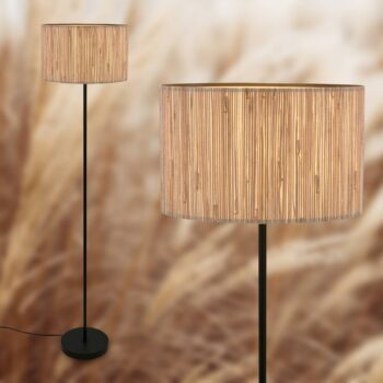 Stojacia lampa Slama, prírodná farba, kov, morská tráva, E27