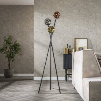 Stojacia lampa Stellar, trojnožka, 3 svetlá, sklo, viacfarebná