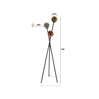 Stojacia lampa Stellar, trojnožka, 3 svetlá, sklo, viacfarebná