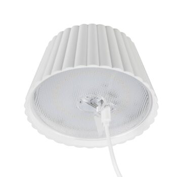Stojacia lampa Suarez LED s dobíjaním, biela, výška 123 cm, kov