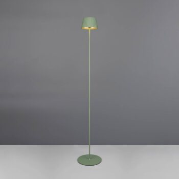 Stojacia lampa Suarez LED s dobíjaním, zelená, výška 123 cm, kov
