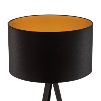 Stojacia lampa Tago, trojnožka, tienidlo na lampu čierna/zlatá